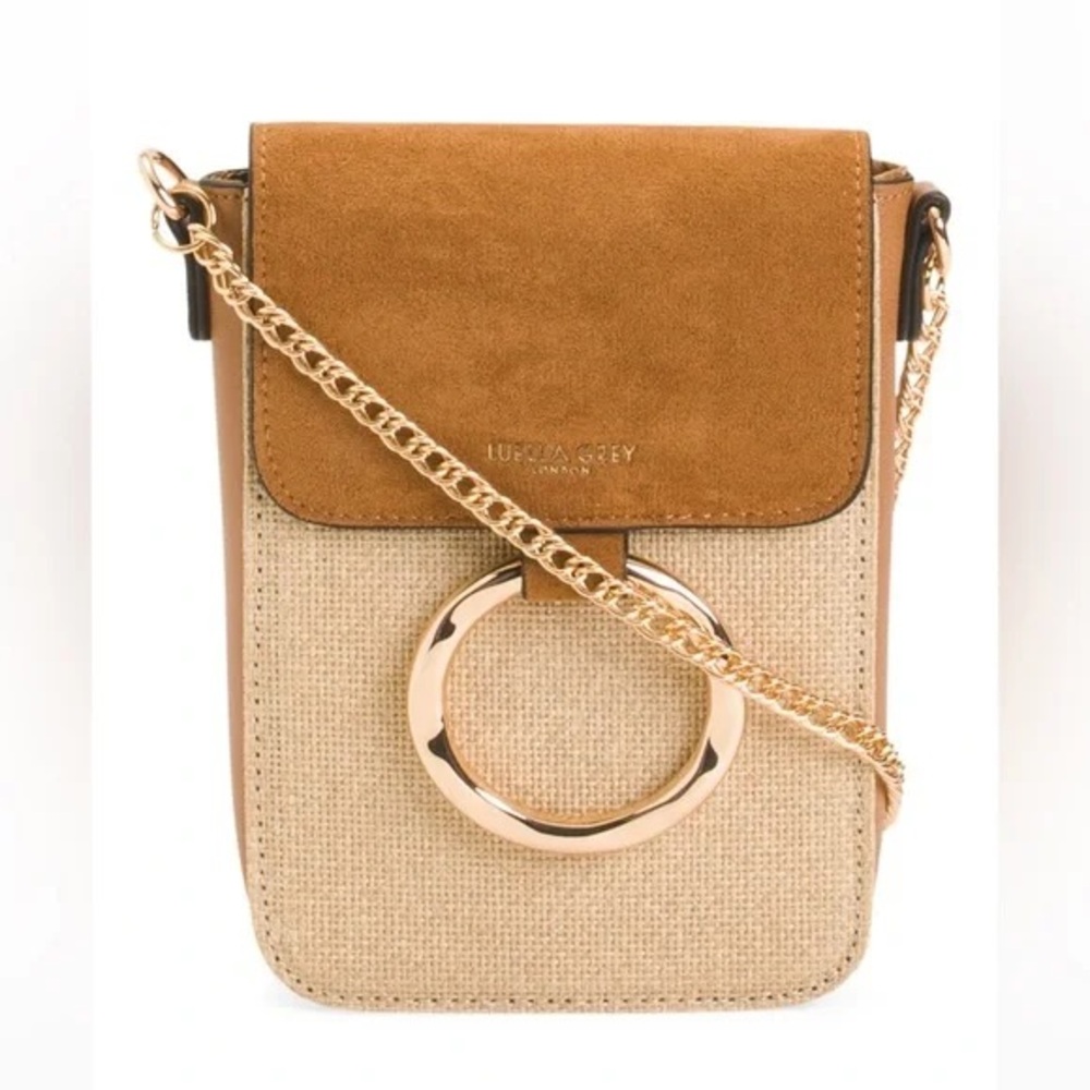 LUELLA GREY Raffia And Faux Leather Crossbody